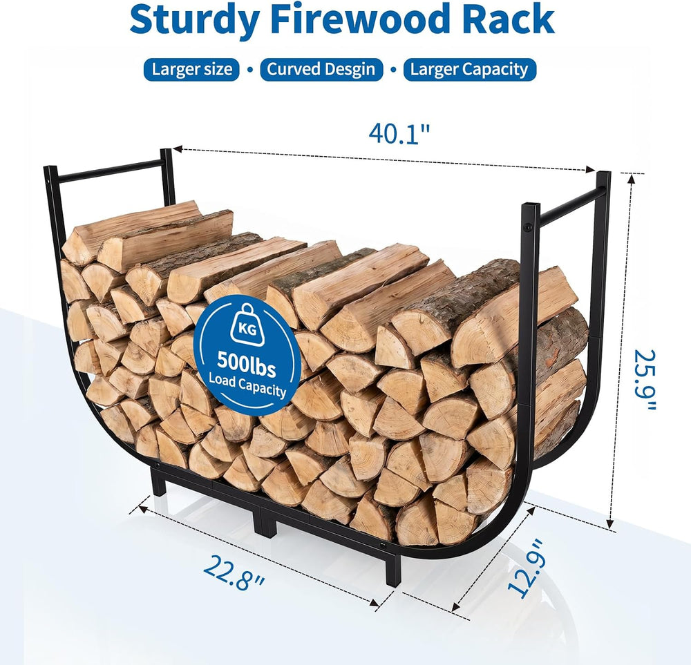 Firewood Rack Outdoor w Thicken Cover, 40 Inch Indoor Large Firewood Rack-Sta...