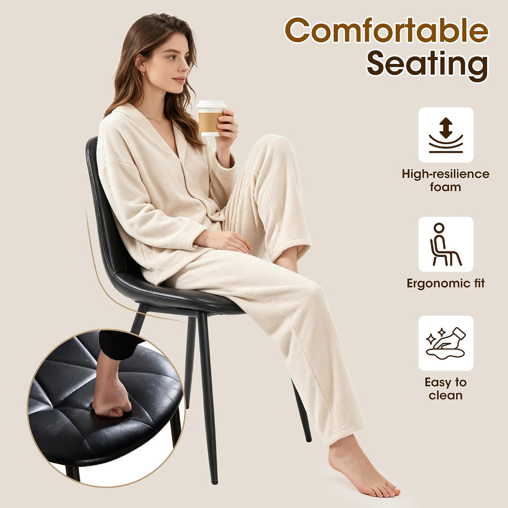 Set of 4 Black Dining Chairs – Modern Armless Kitchen & Dining Chairs, Fa...