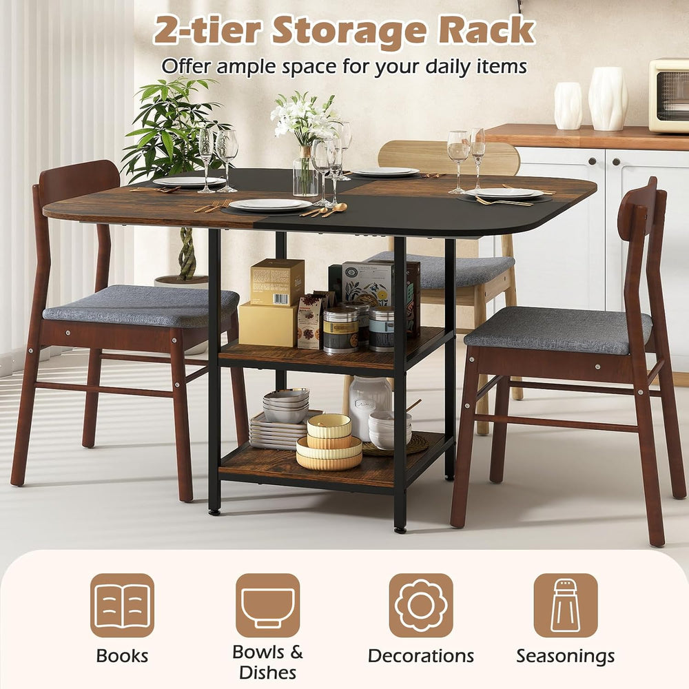 Giantex 47.5-inches Dining Table for 4, Square Kitchen Table with 2-Layer Sto...