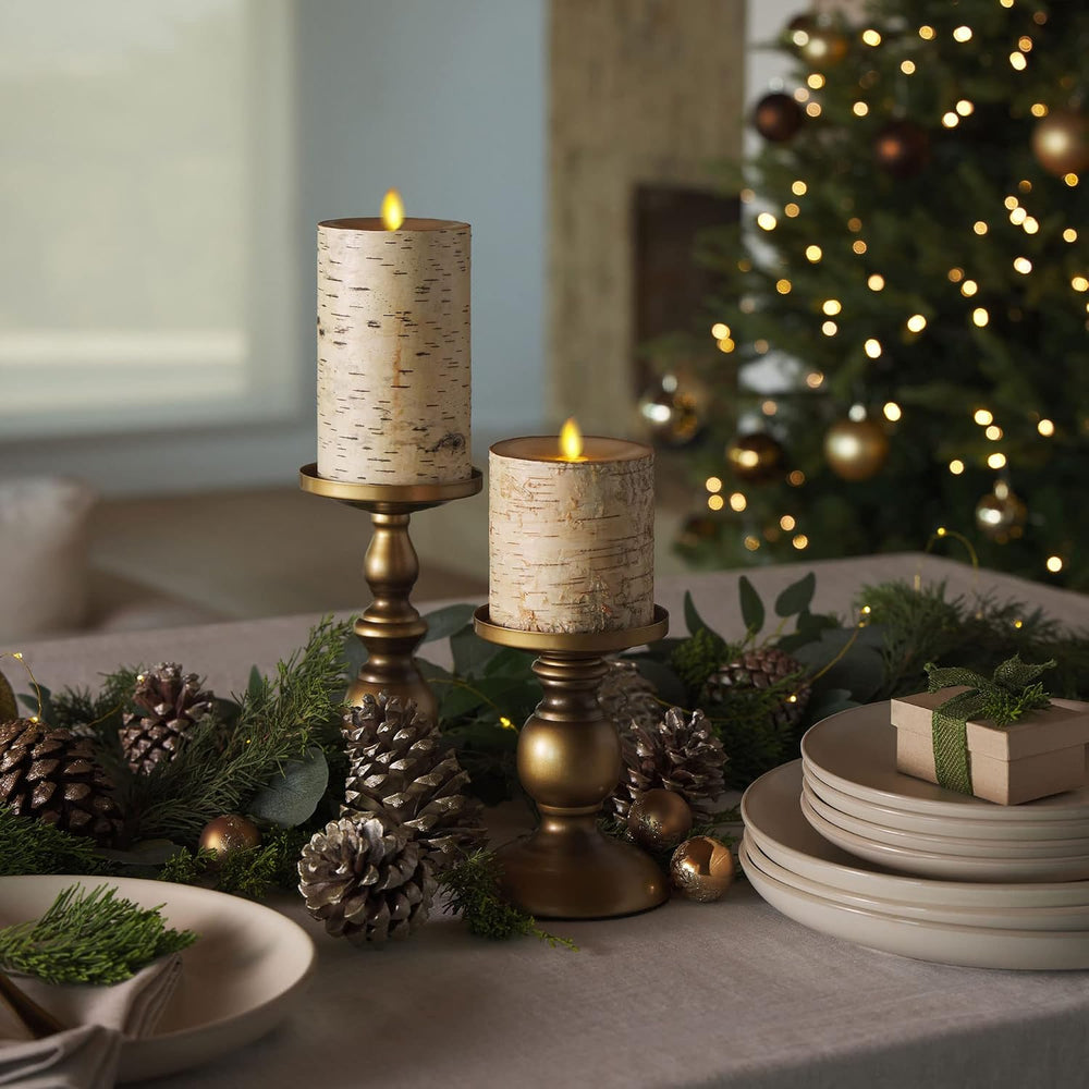 Luminara Real Birch Bark Wrapped Flameless LED Candle, 3.5" x 4.5",...