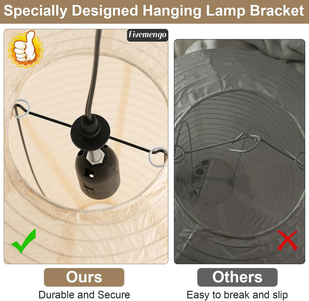 20in Paper Lanterns Plug in Hanging Lamp Off-White 19.7FT Cord