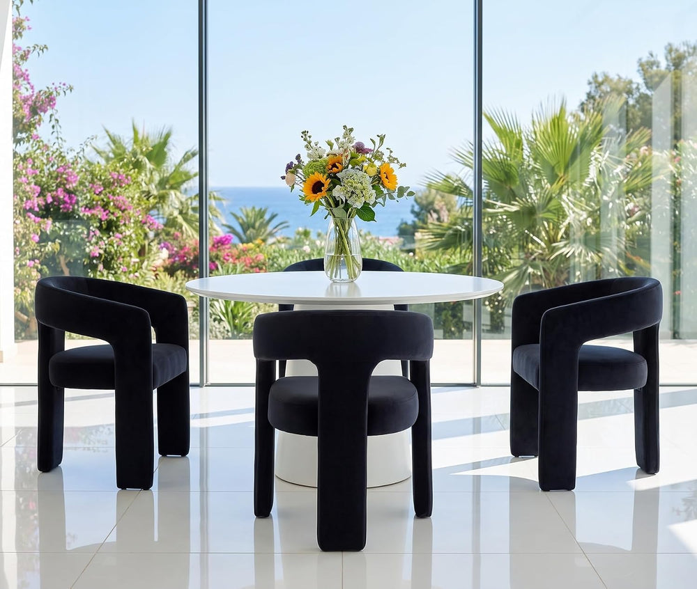 RIVOVA Modern Barrel Dining Chair, Velvet Upholstered Accent Side Chair with ...