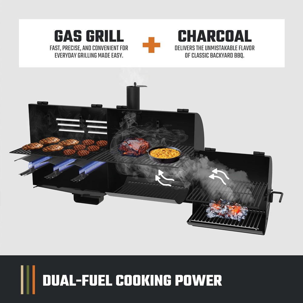 Oklahoma Joe's Canyon Combo Dual Fuel 3-Burner Propane Gas and Charcoal S...