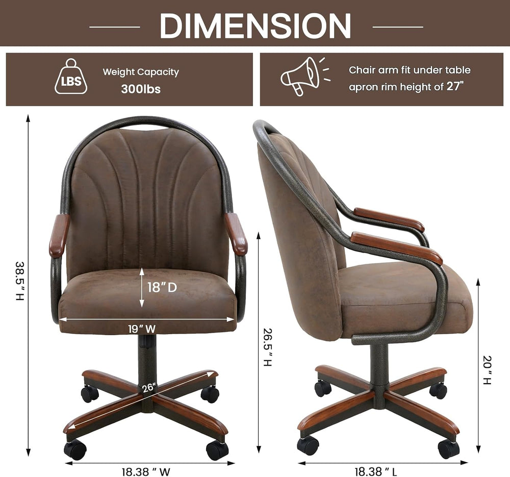 Chromcraft Douglas 4pc Swivel Kitchen Dining Chair - Fabric Mocha-Walnut