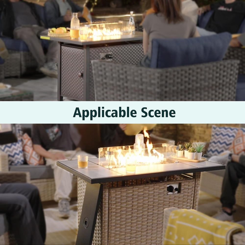 23x7x5.5 Fire Pit Glass Flame Wind Guard,Thick Tempered Glass Rectanglar Fire...