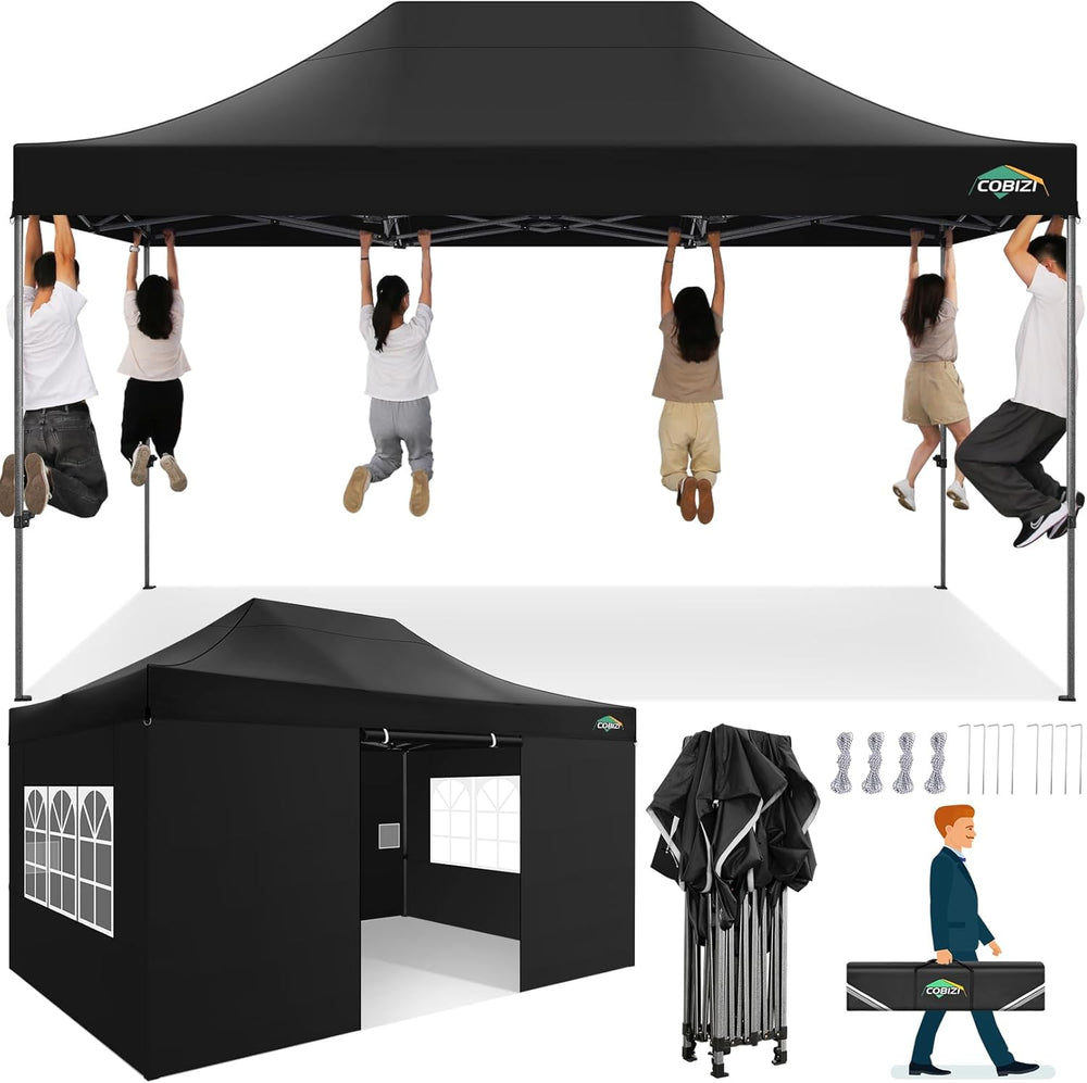 COBIZI 10x15 Heavy Duty Pop up Canopy Tent with Sidewalls Commercial Canopy