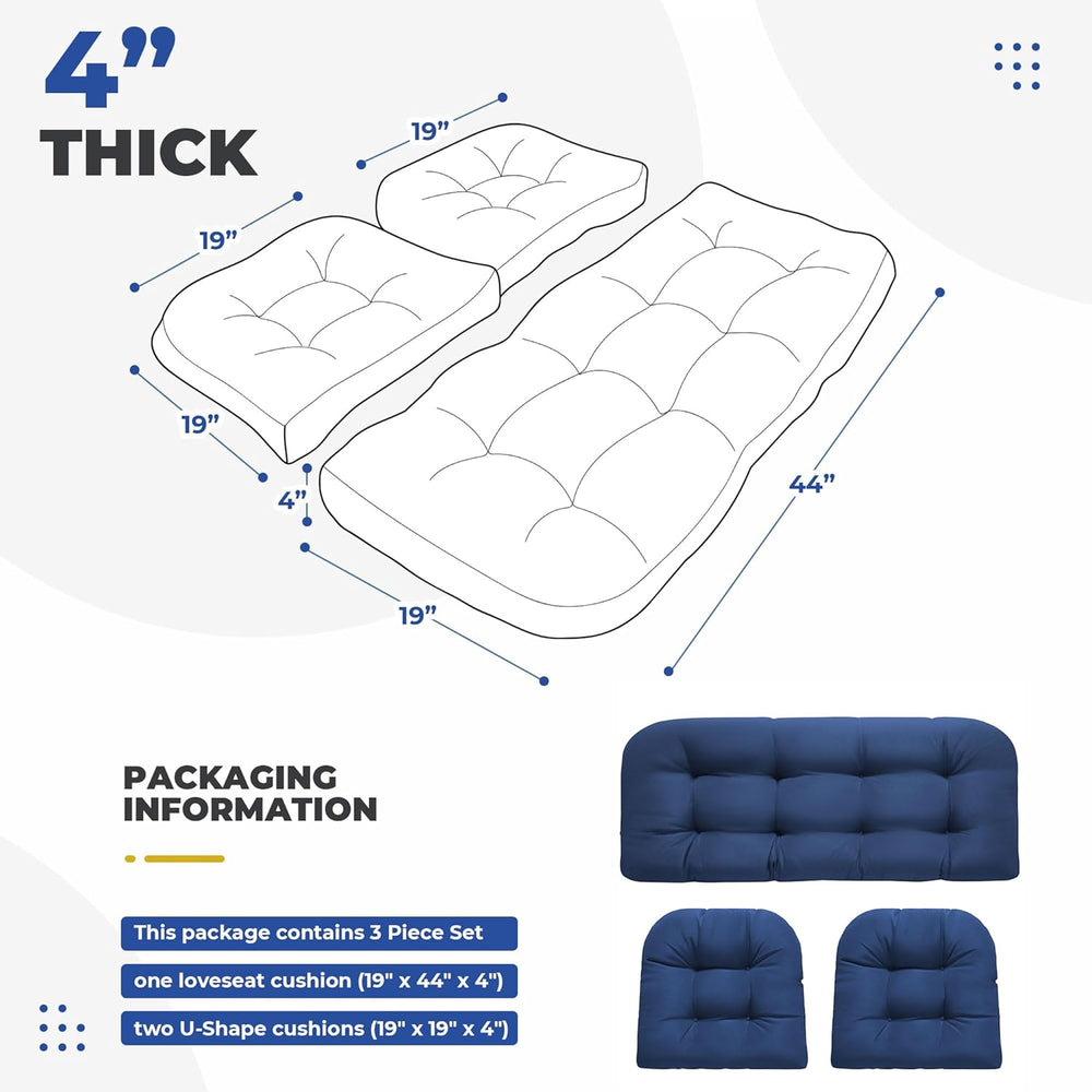 DANGHOOGY Wicker Chair Cushions, Waterproof Outdoor Loveseat Cushions for Pat...