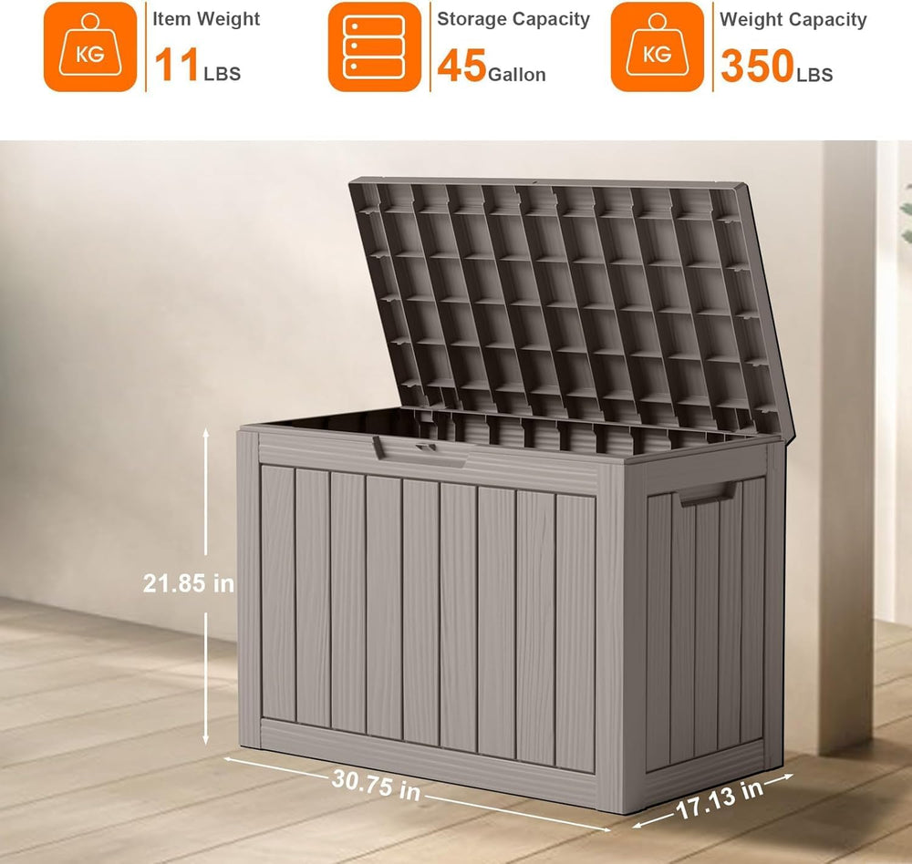 Vixzen 45 Gallon Outdoor Deck Box, Lockable Outdoor Storage Box for Patio Cus...
