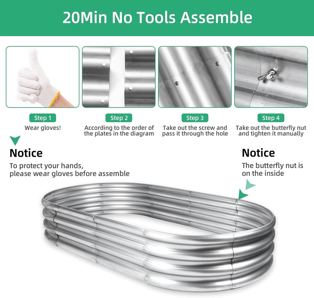 Gartist 2 pcs 4×2×1 ft Raised Garden Bed for Outdoor, Easy Assembly Galvanize...