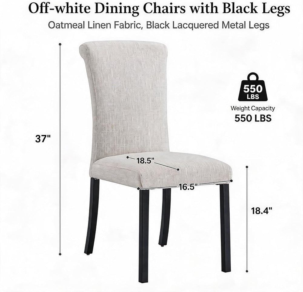 ACEDÉCOR Dining Chairs Set of 6, Modern Off White Linen Upholstered Dining Ch...