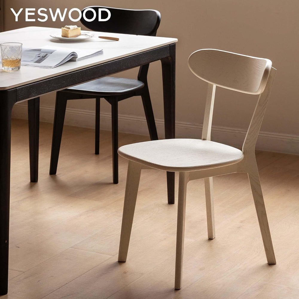 YESWOOD Oak Dining Chairs Set of 2, 100% Solid Wood Kitchen Chairs with Curve...