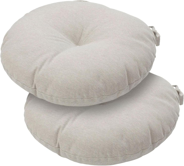 Bistro Chair Cushions 15 inch,Set of 2,Tufted Round Chair Cushions with Ties,15"x15"x4",Water Resistant Round Seat Cushion for Barstool Chairs,Patio Garden Kitchen Outdoor Furniture(Light Brown)
