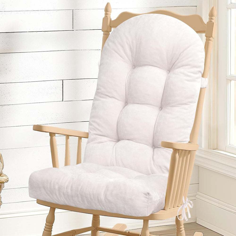 Rocking Chair Cushion, High Back, 44 x 19 x 4 Inch, Room White