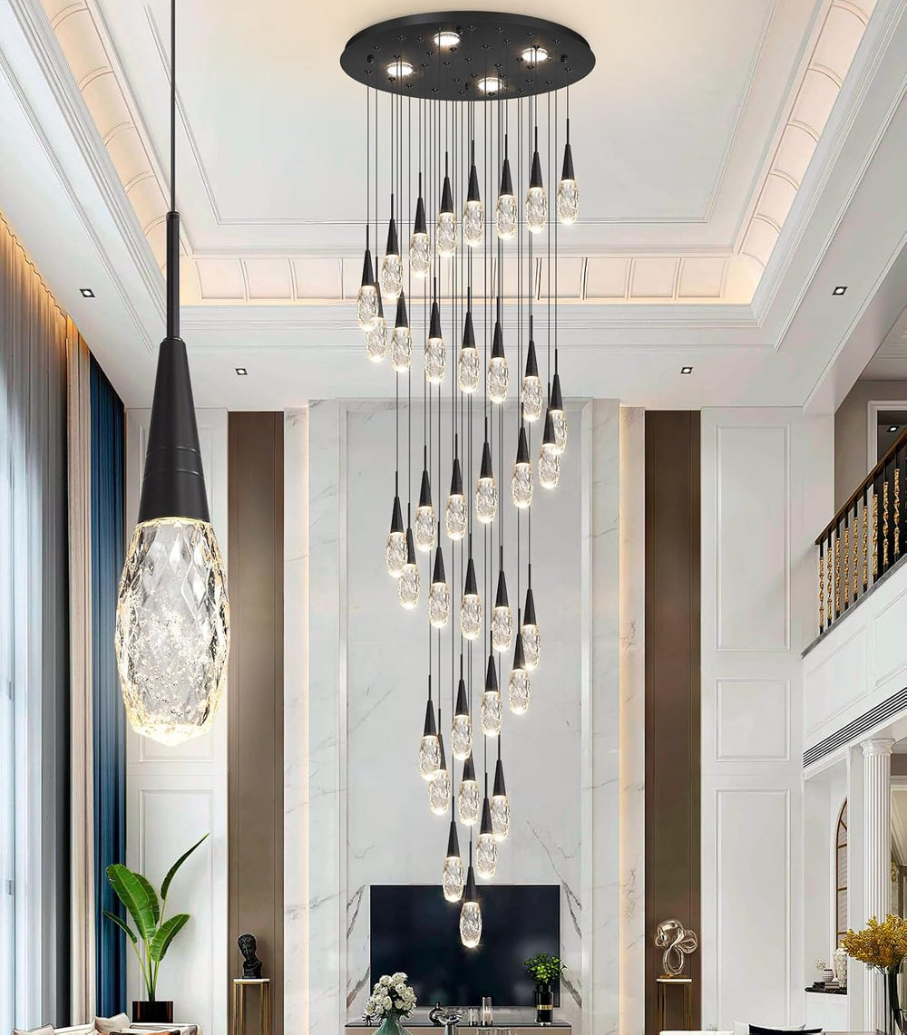 36-Lights 197 Inches Large Modern Chandelier LED Light Fixtures High Ceiling ...