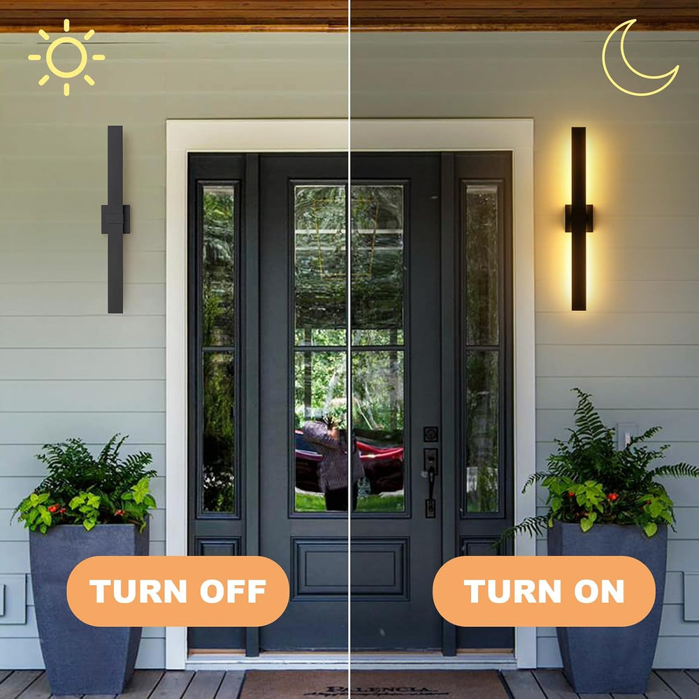 Black Modern LED Outdoor Wall Sconce 31.5" Long Outdoor Wall Lights Exte...