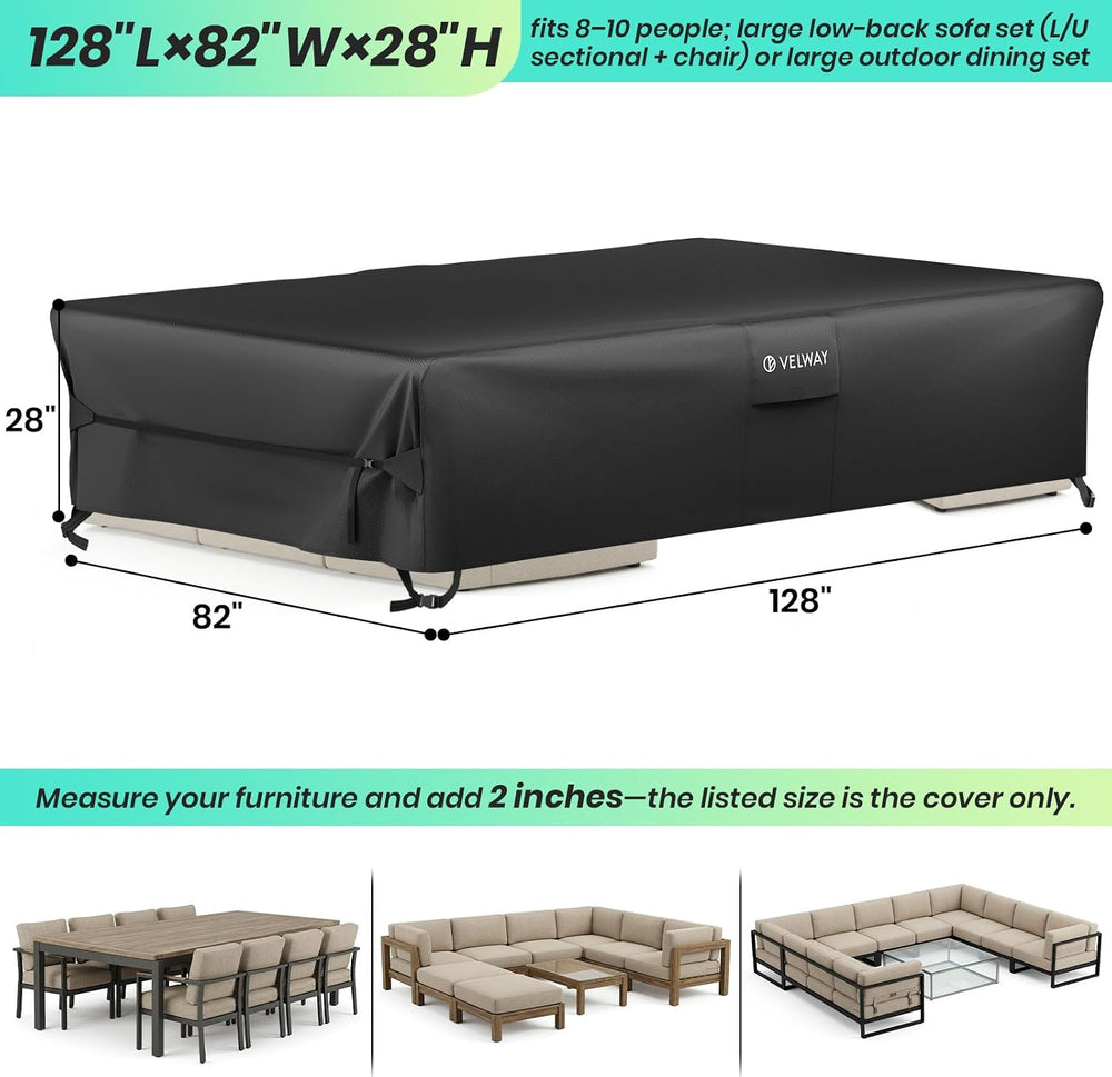 Patio Furniture Cover Waterproof 420D Heavy Duty Outdoor Buckles Air Vent