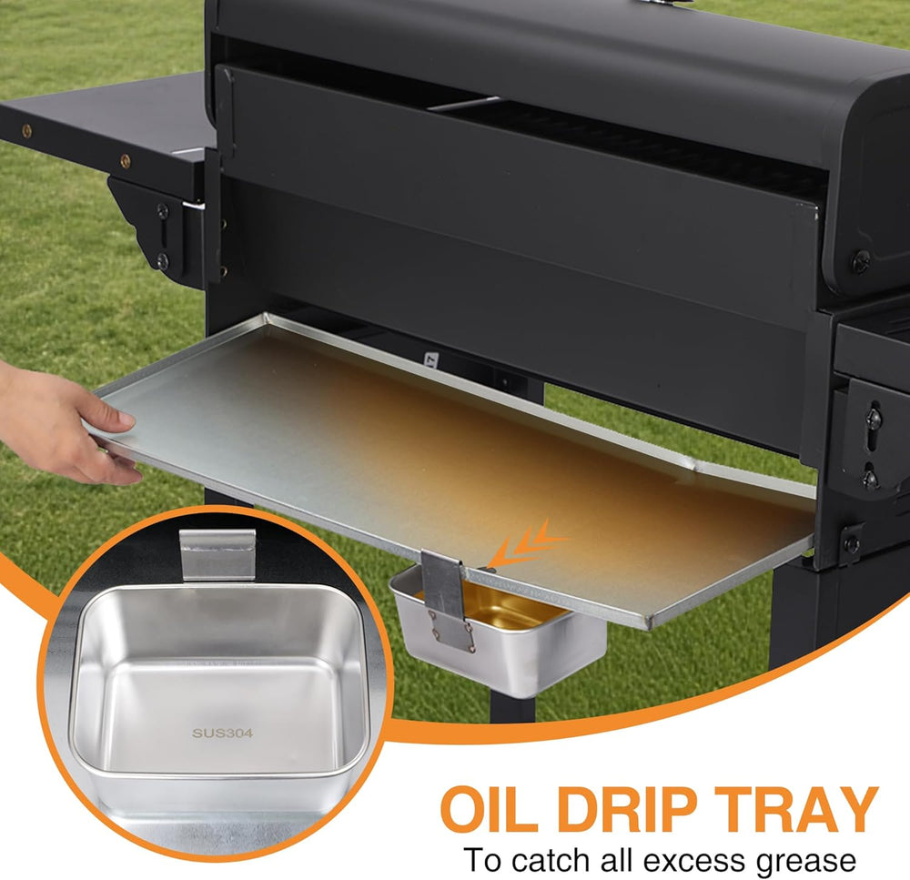 4 Burner Propane Gas Grill, Portable BBQ Grill with Cast Iron Grate & Gri...