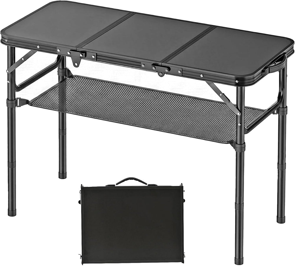 YihuiKo Folding Picnic Table with Storage Net, Foldable Camping Table