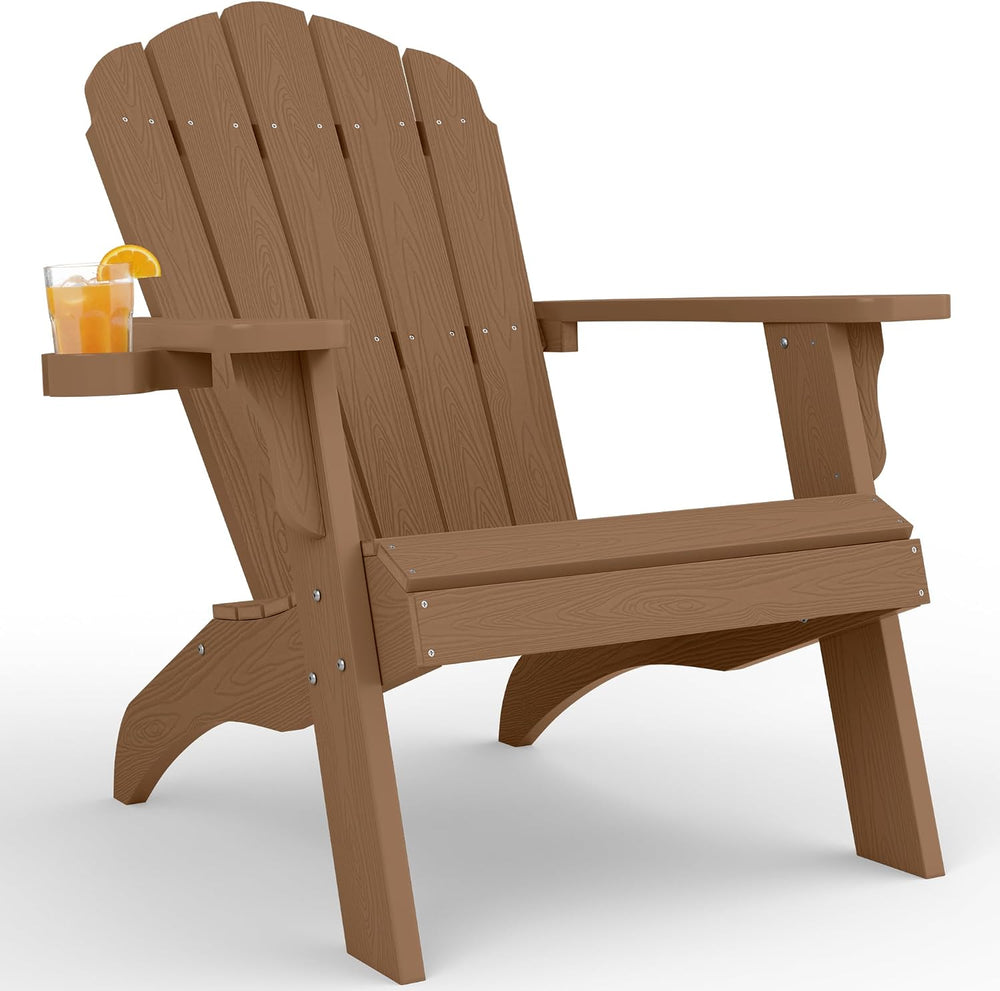 YEFU Oversized Adirondack Chair with Cup-Holder- Teak
