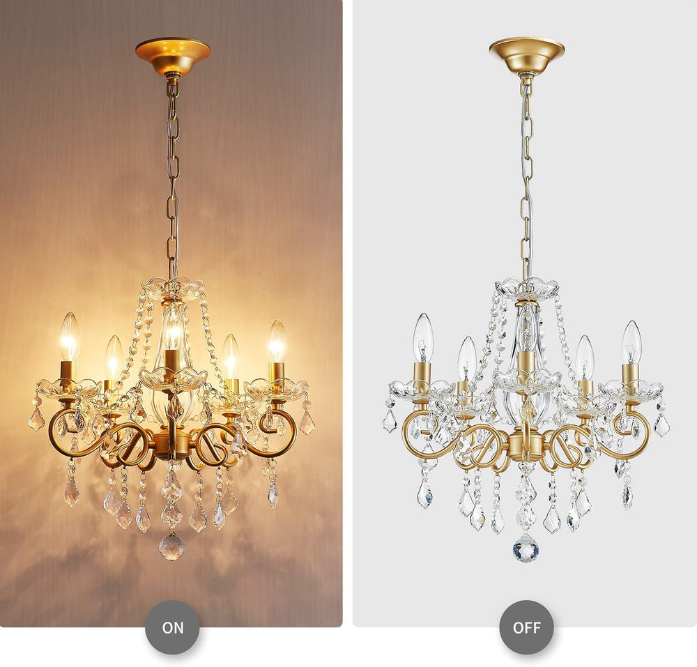 ANJIADENGSHI Mini Crystal Chandelier K9 Crystal Gold Chandelier for Living Ro...