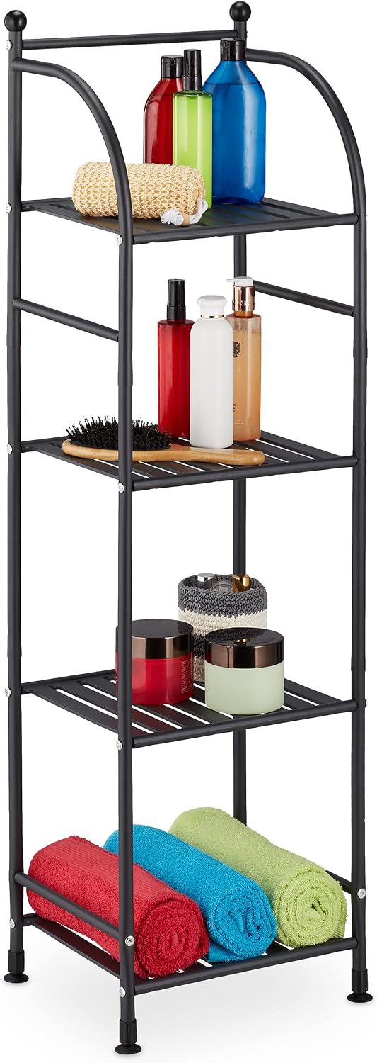 Relaxdays Standing Shelf, Steel, H x W x D: 115 x 33 x 28 cm, Kitchen & B...