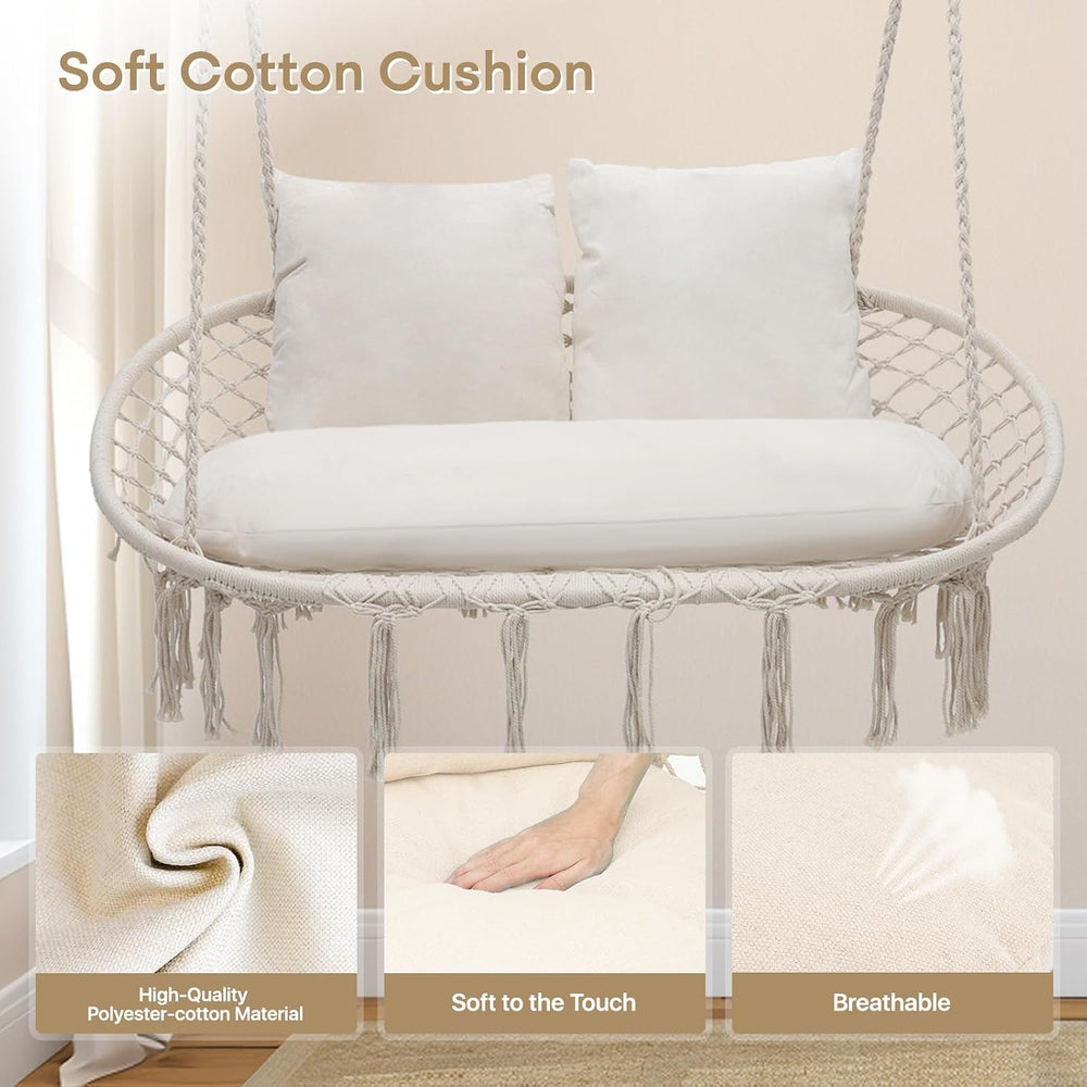 Athena Collection 2-Person Hammock Chair with Mounting Hardware Kit, White