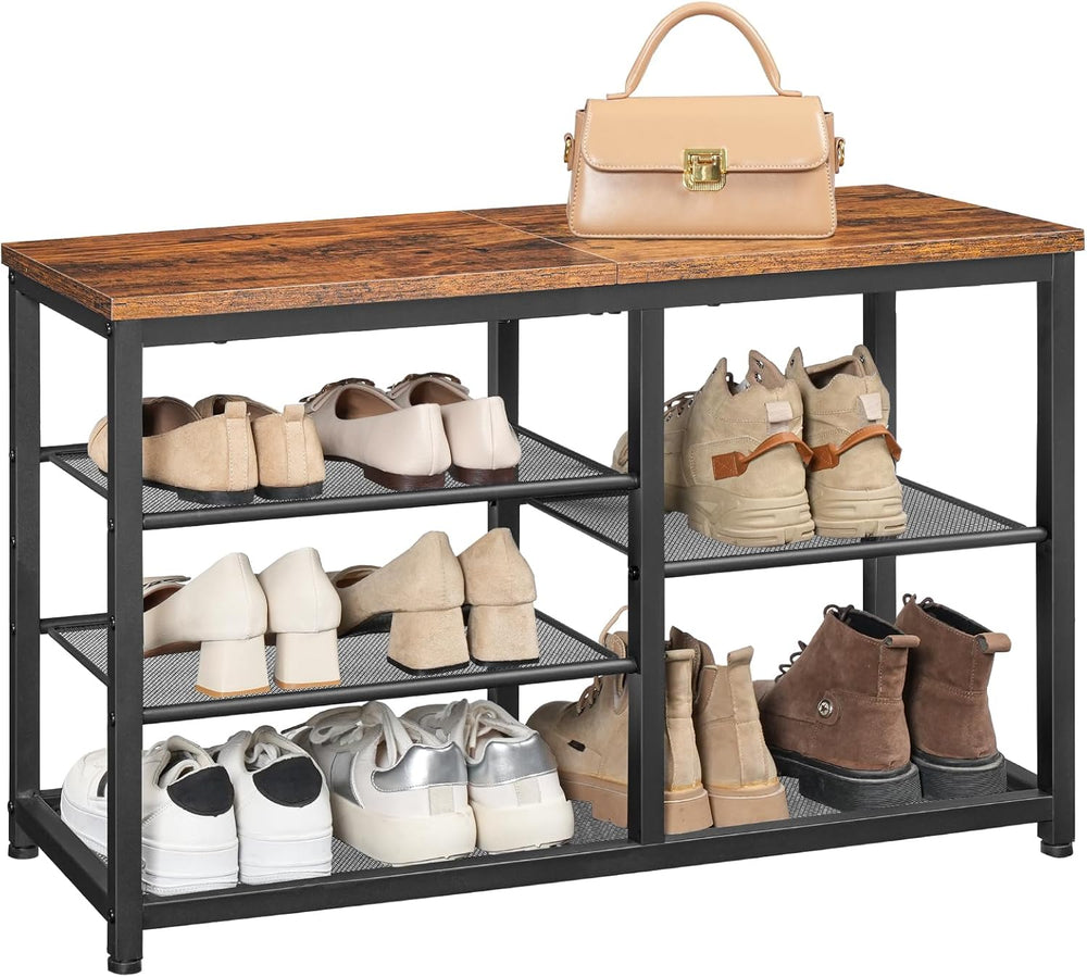 HOOBRO Shoe Bench, 5-Tier Shoe Rack Bench with Mesh Shelves, Shoe Organizer, ...