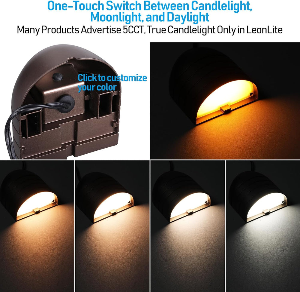 LEONLITE 6-Pack 5CCT Low Voltage LED Deck Lights, 250LM Ultra Bright