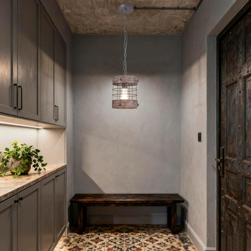 Farmhouse Pendant Light, Rustic Hallway Light Fixtures, Industrial Metal and ...