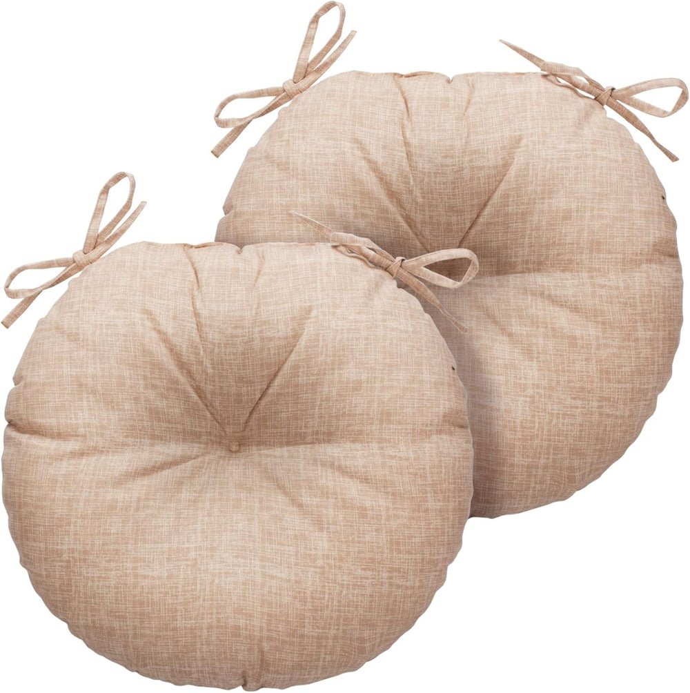 Magpie Fabrics Outdoor Round Bistro Seat Cushions with Ties, 15"x15&quot...