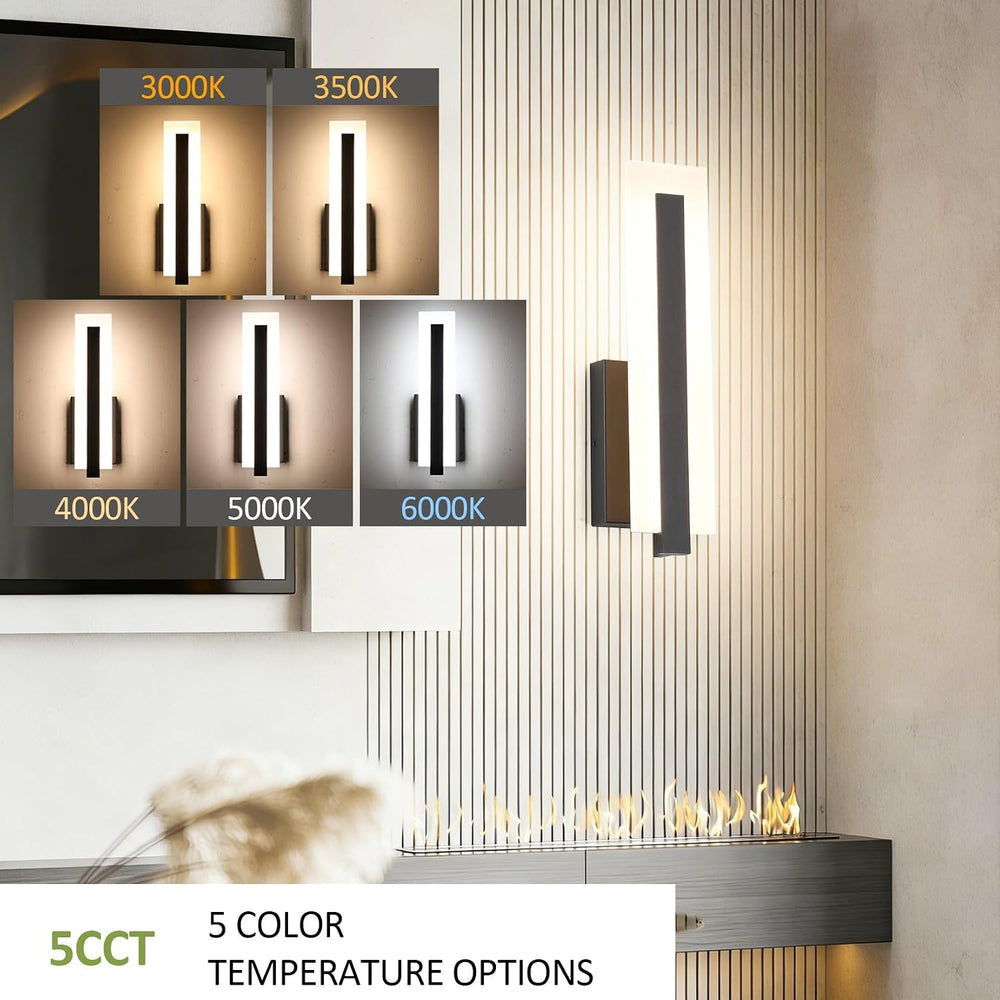 Tipace Hardwired Black Dimmable Modern LED Wall Sconce 3000K 3500K 4000K 5000...