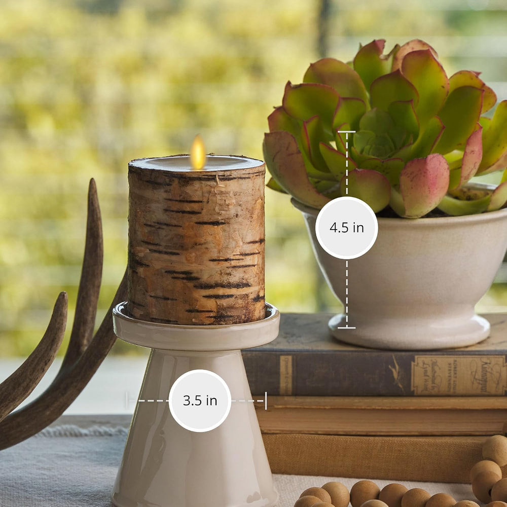 Luminara Real Birch Bark Wrapped Flameless LED Candle, 3.5" x 4.5",...