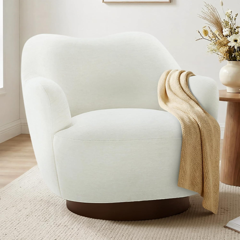 KISLOT Swivel Accent Chair Set of 2,Upholstered Barrel Chair with Curves Came...