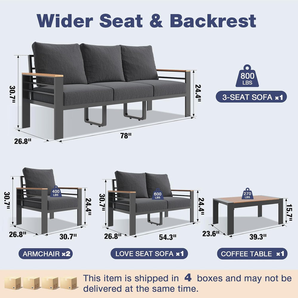 Aoxun Aluminum Patio Furniture Set 7 Seats, Oversized Outdoor Sectional with ...