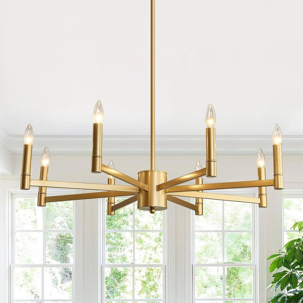 ASGYISA 8-Light Gold Candle Chandeliers Modern Farmhouse Ceiling Light Fixtur...