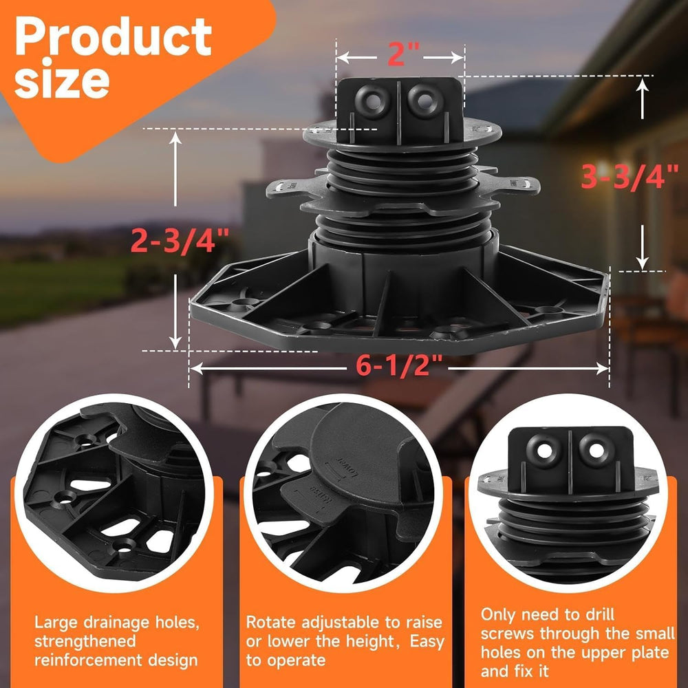 24 Pack Adjustable Deck Support Pedestal, 1-3/16'' to 2-3/4''...