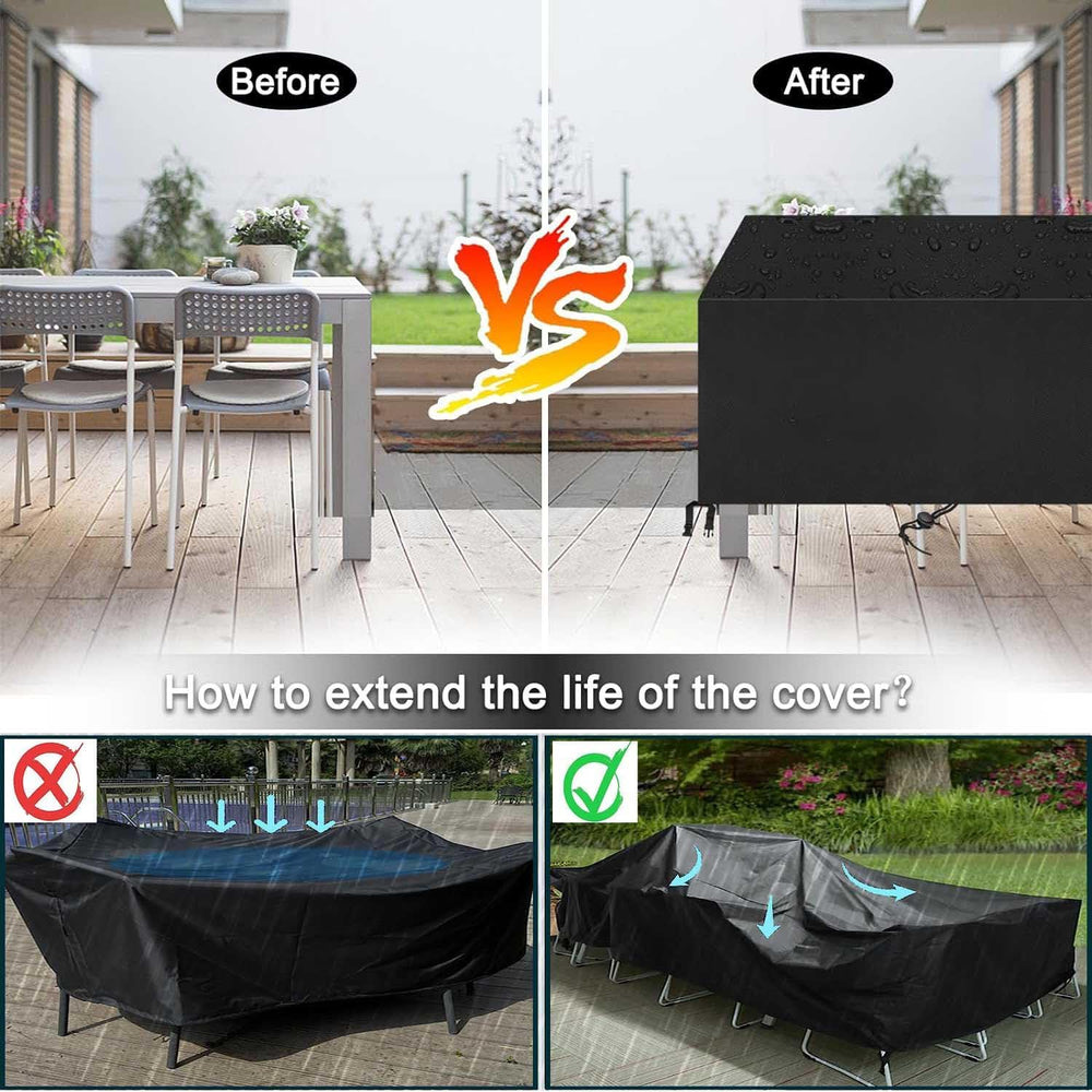 Patio Furniture Covers Outdoor Table Cover Waterproof Rectangular 420D Garden...