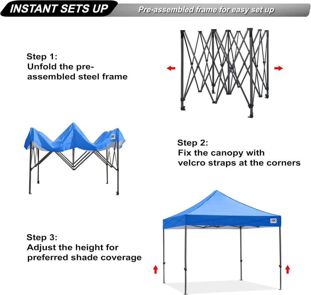 ABCCANOPY Patio Pop Up Canopy Tent 10x10 Commercial-Series (Blue)