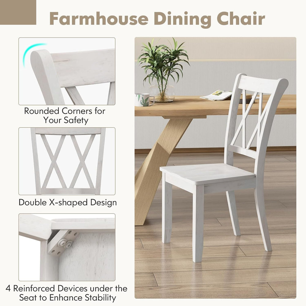 GOFLAME Wooden Dining Chairs Set of 4, Mid Century Farmhouse Kitchen Chairs w...