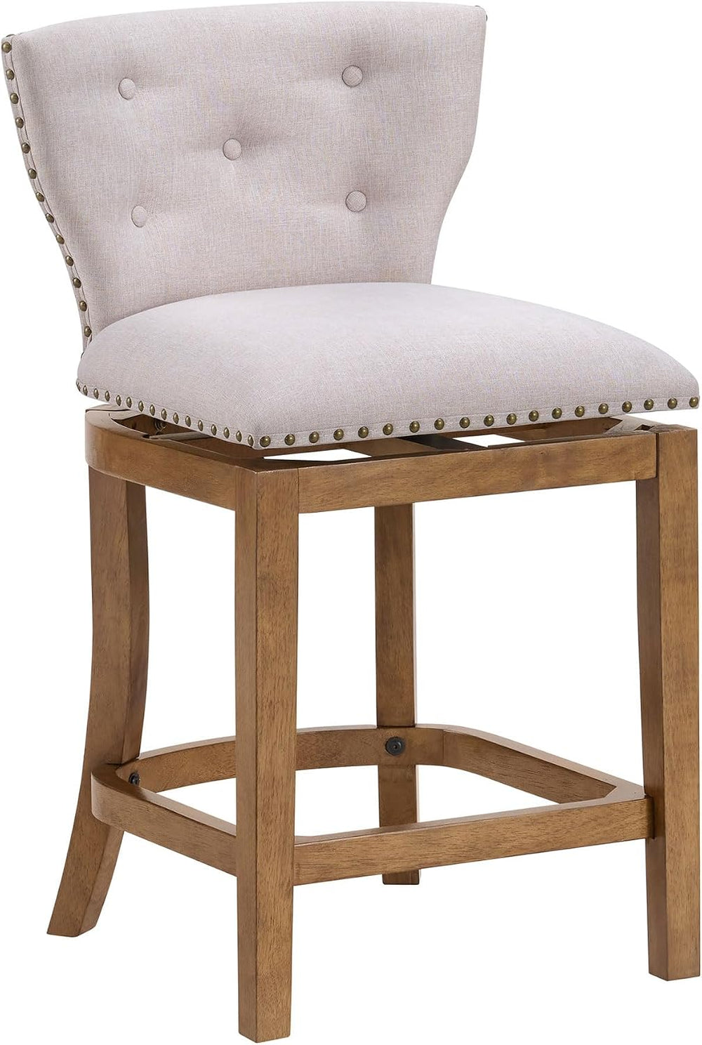 ROME + OAK Carlynd 26" Swivel Counter Stool, Weathered Oak, Set of 4