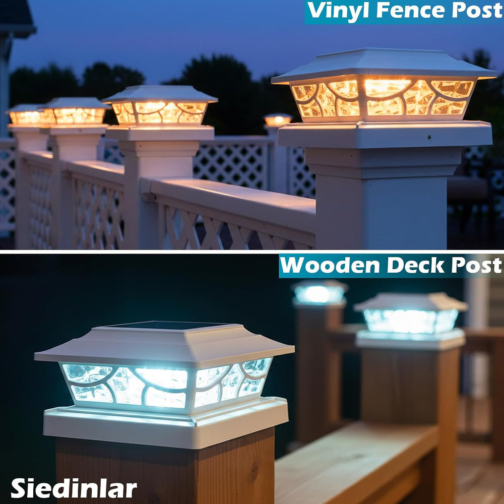 SIEDiNLAR Solar Post Lights Outdoor 4 Modes, 6 Pack White, Warm/Cool White
