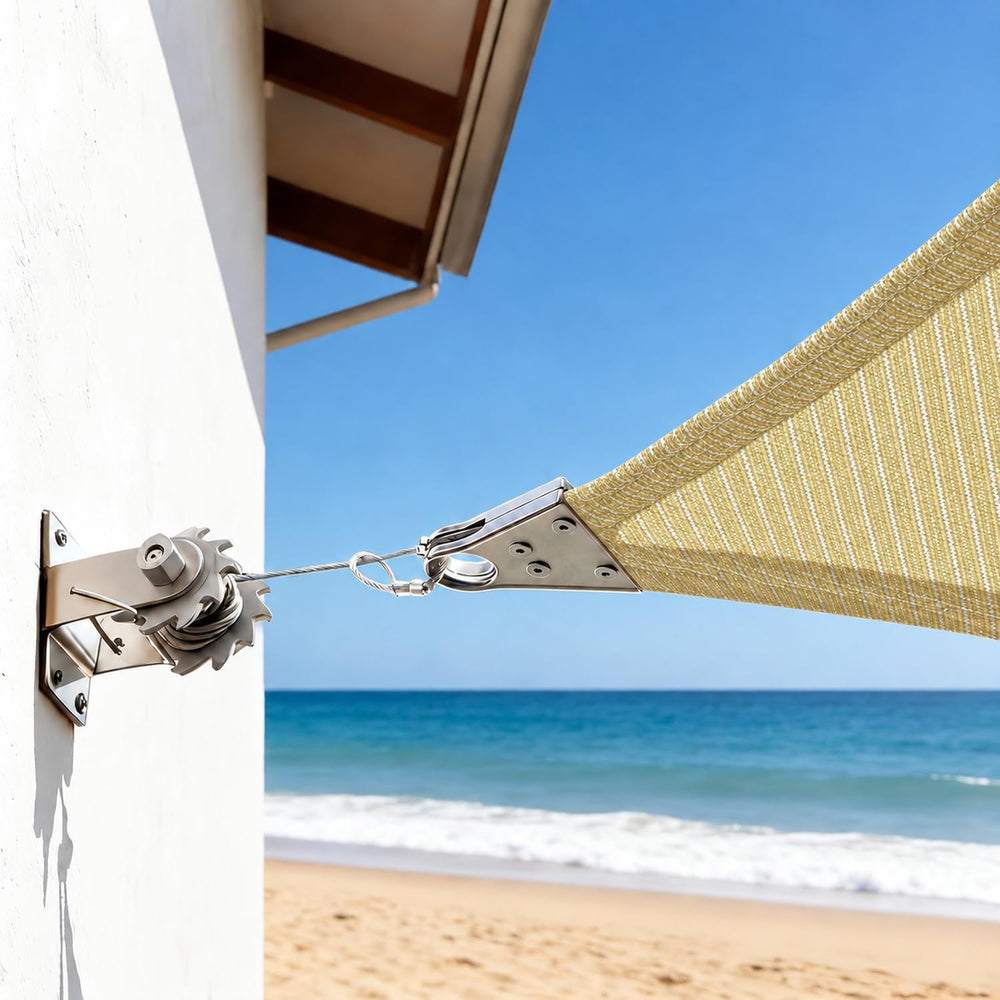 Royal Shade 8' x 12' Beige Rectangle Super Ring Shade Sail,98% UV Block