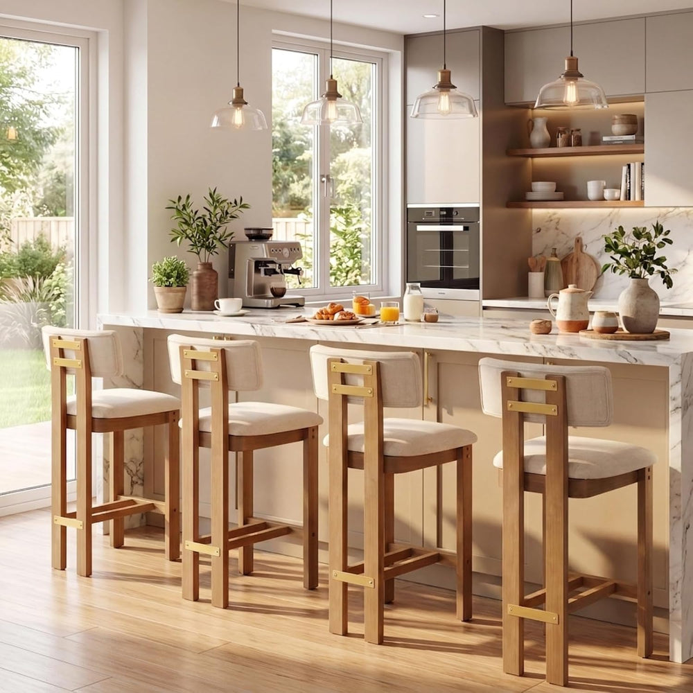 HNY 26’’ Tall Farmhouse Bar Stools Set of 2, Modern Counter Stools with Backs...