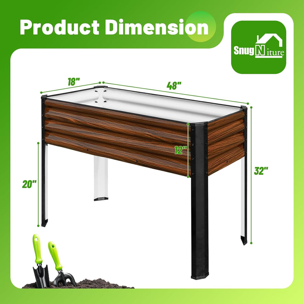 SnugNiture Raised Garden Bed with Legs, 48×18×32in, 2 Pack, Brown