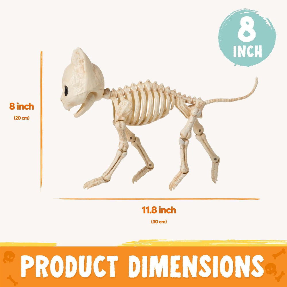 JOYIN Cat Skeleton Halloween Decorations 8 Inch Plastic Animal Skeletons with...
