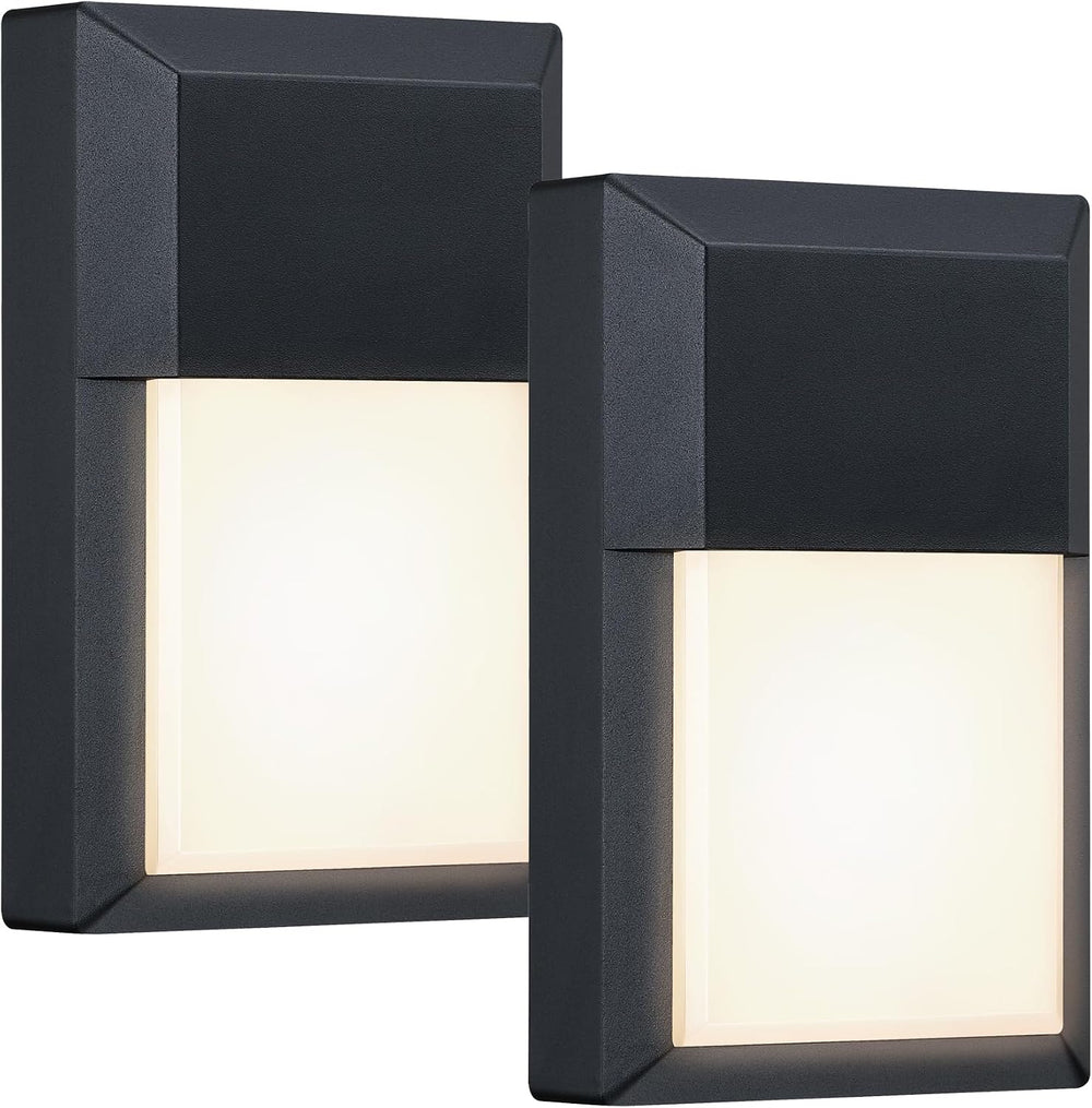 LIT-PaTH Outdoor Wall Light Fixture, Aluminum, LED 3000K, Black, 2 Pack