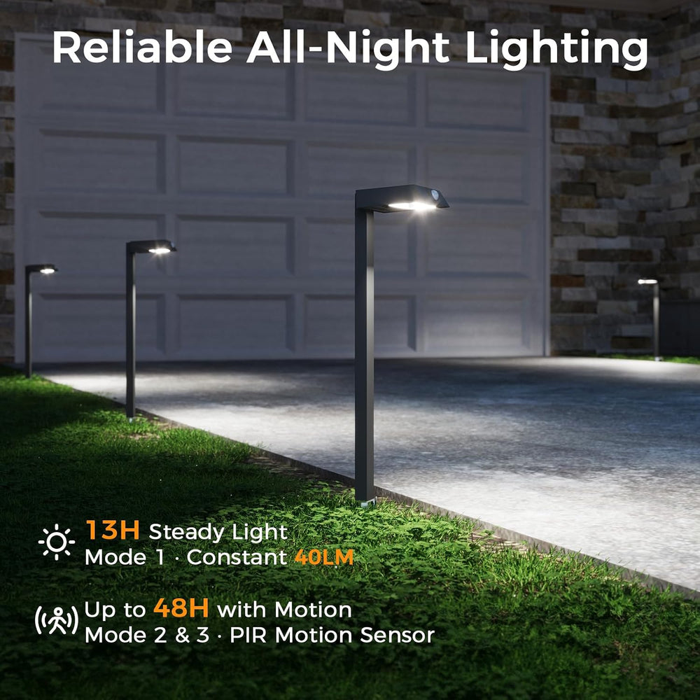 XMCOSY+ Solar Pathway Lights, 6 Pack Metal Motion Sensor Outdoor Lights