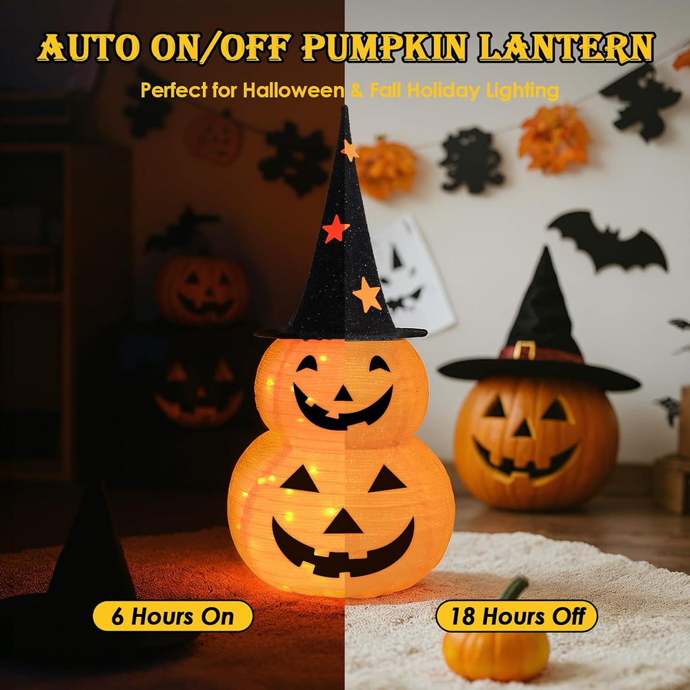3FT Pumpkin Halloween Decorations Outdoor, 8 Modes Battery Operated Pumpkin D...