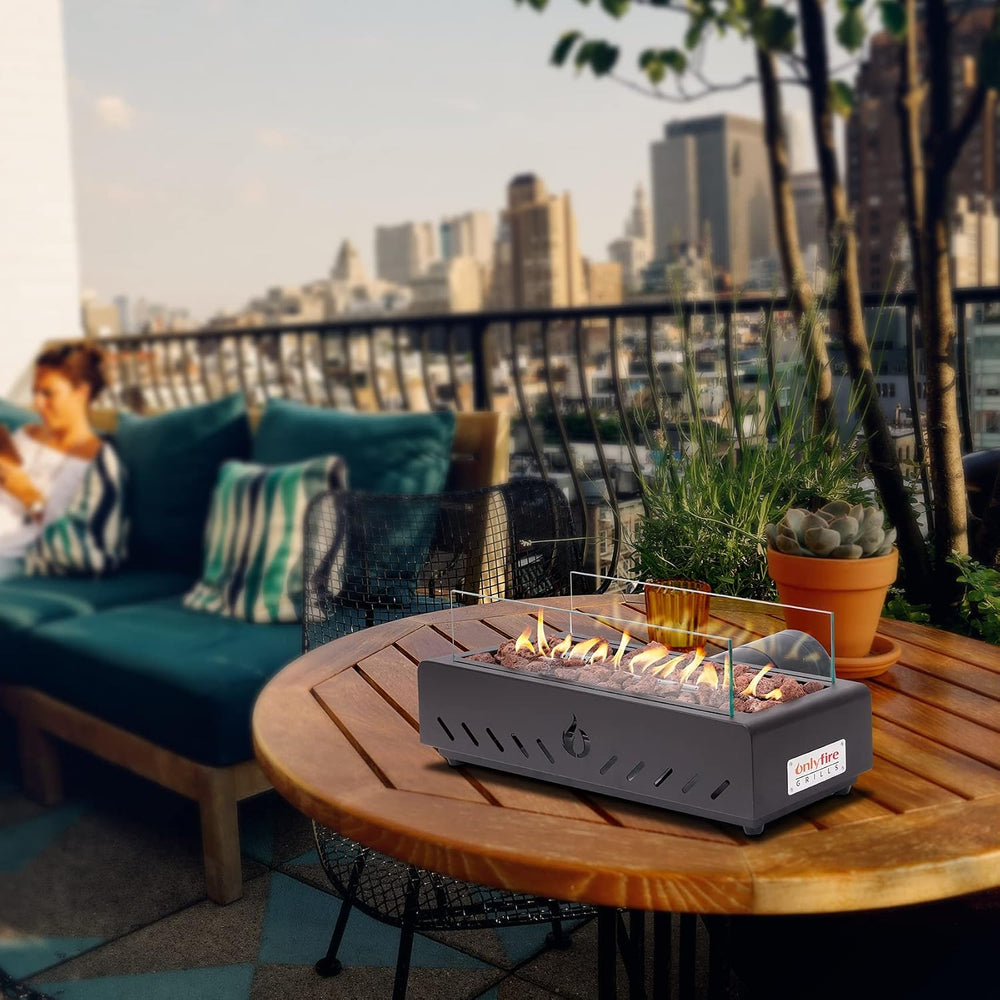 18" Propane Gas Fire Pit Side-Mounted, Portable Tabletop Fireplace, FP026