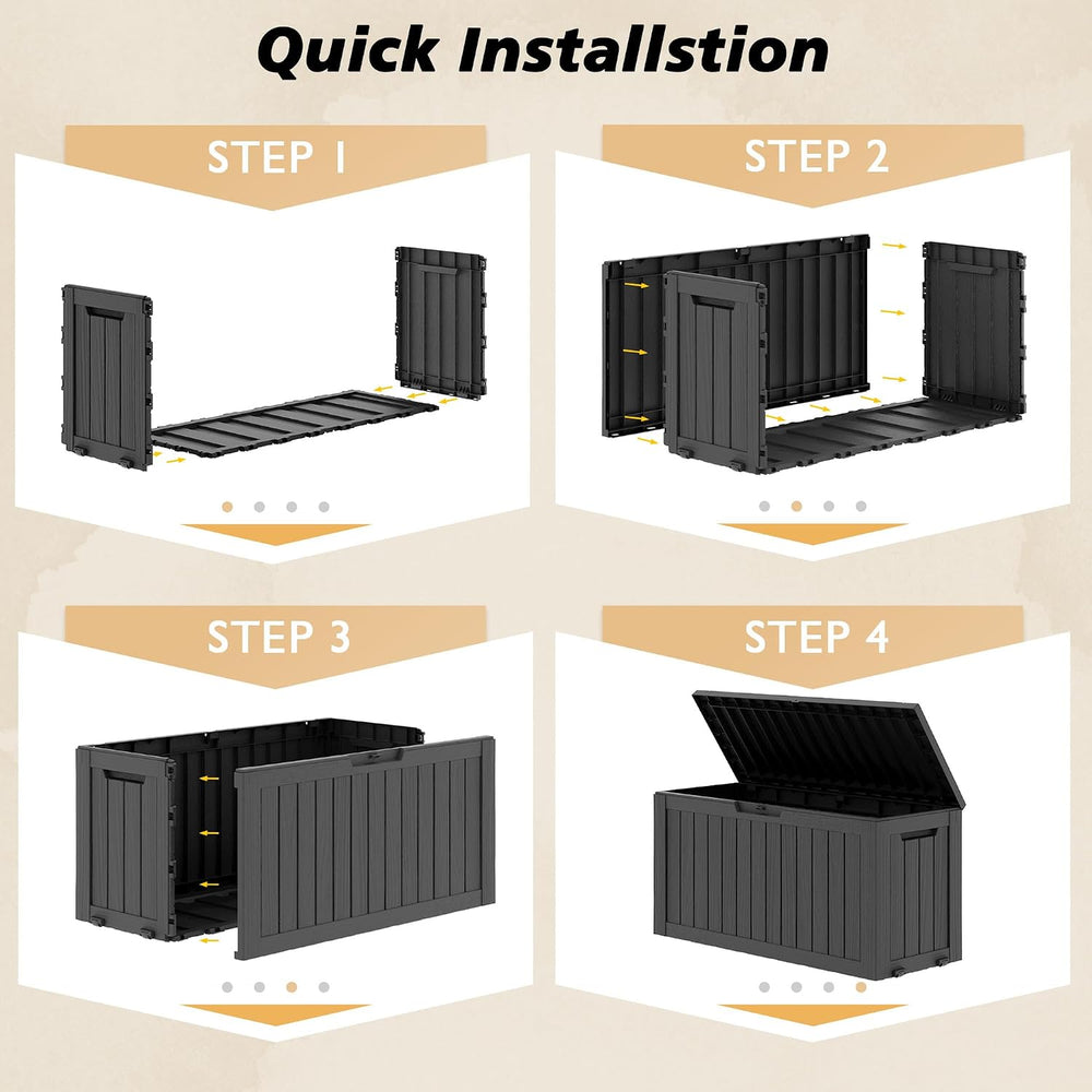 Fancyango 85 Gallon Large Outdoor Storage Deck Box Waterproof, Black